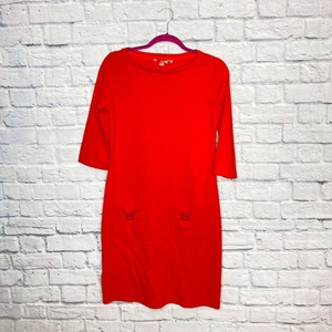 Boden US 6 Long UK 10 Long Tall Red‎ Stretch Knit Audrey Front Pocket Dress